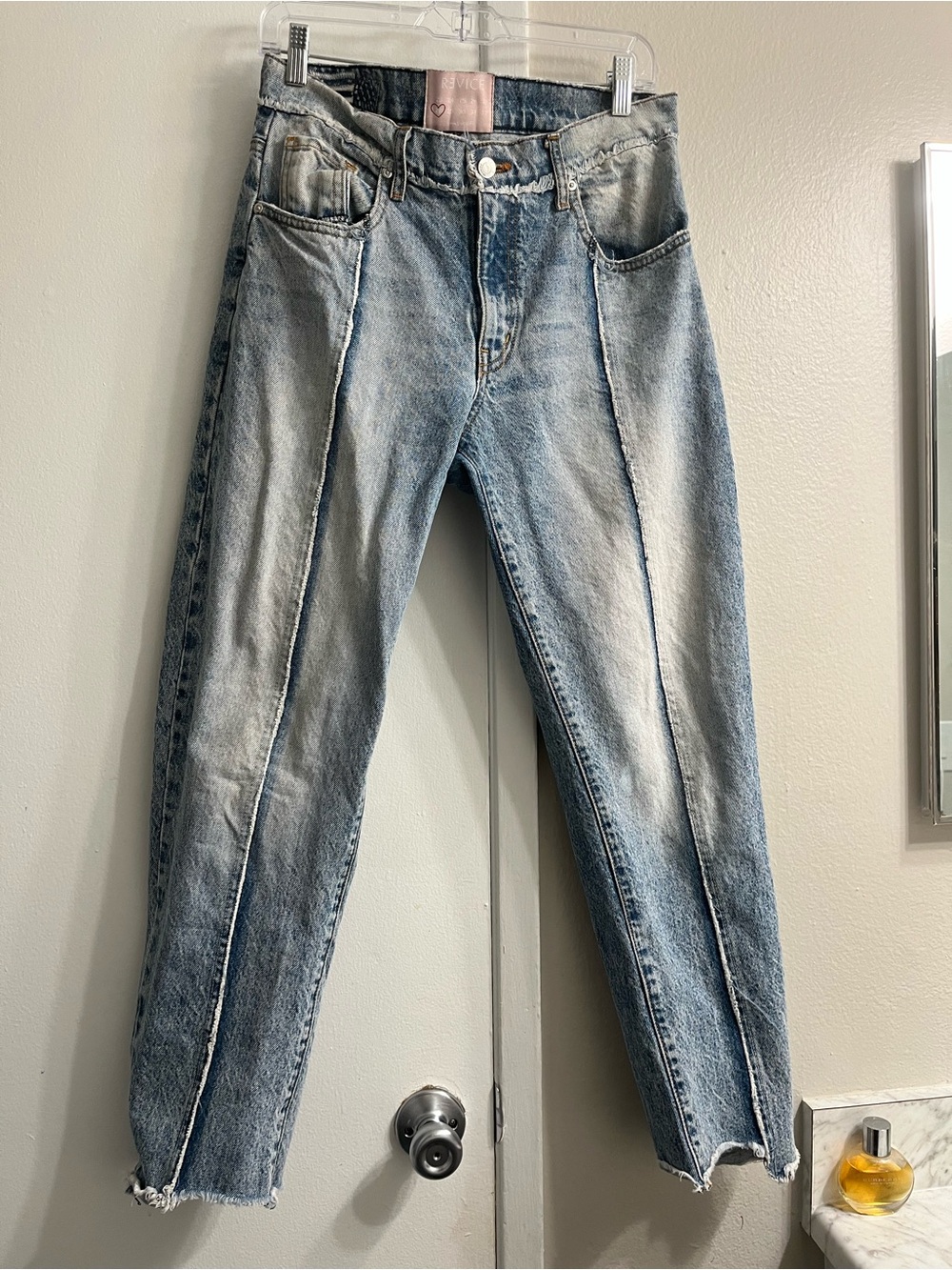 REVICE Light Blue Front-Seam Boyfriend Jeans